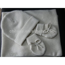 Cachemira de bebé recién nacido cubre mantas, sombrero y guantes